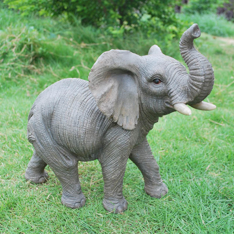 Custom wholesale new product standing walking elephant figurine with trunk up and down resin elephant statue animal sculpture