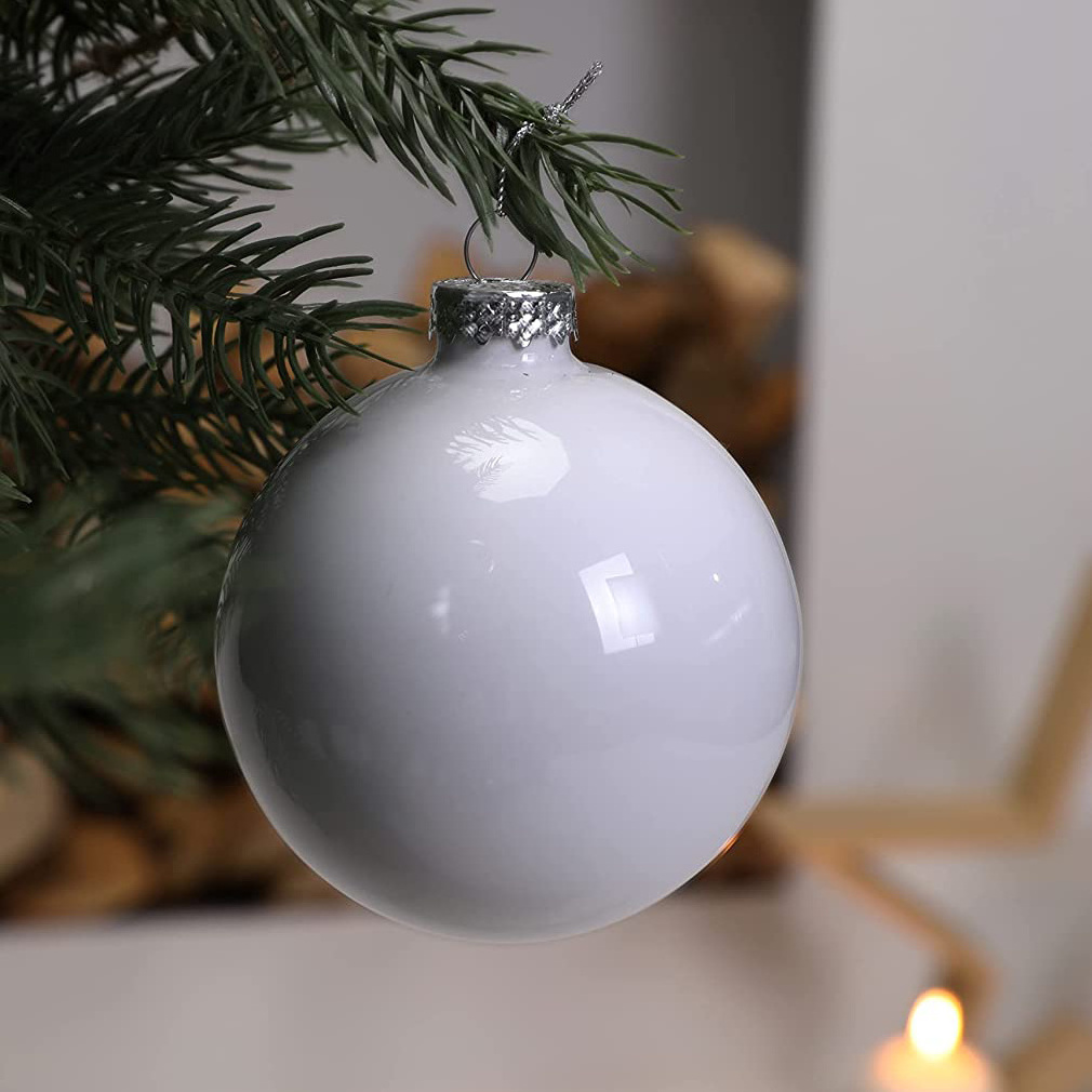 OEM White Christmas Baubles for Xmas Tree Decoration for Holiday Halloween Wedding Ceramic Hanging Ball Ornaments items