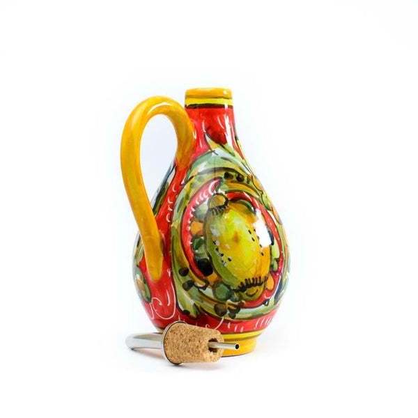 Wholesale Handmade Custom Ceramic Tuscany Grape Decor Olive Oil Bottle