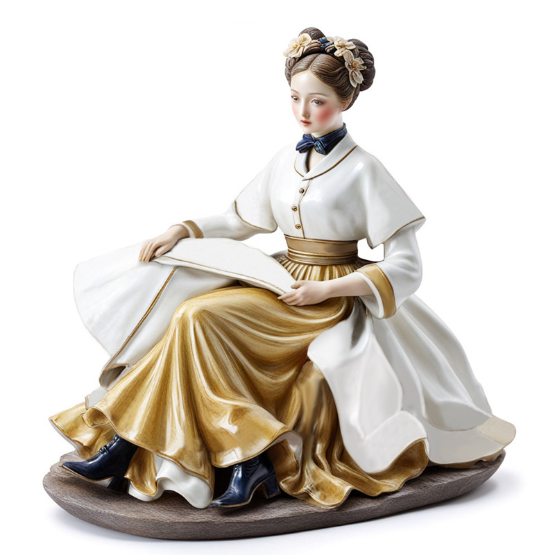 OEM Handmade european western girl porcelain figure decor statue custom exquisite ceramic beautiful girl figurines gift