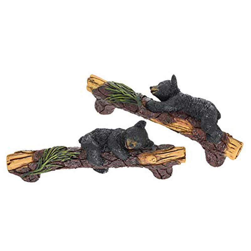 Custom resin rustic furniture drawer dresser handles hardware black wildlife bear animal tracks cabinet knobs and pulls set