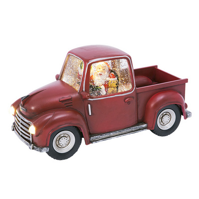 Custom resin Christmas red truck water globe home decor snowball Christmas glitter snow globe