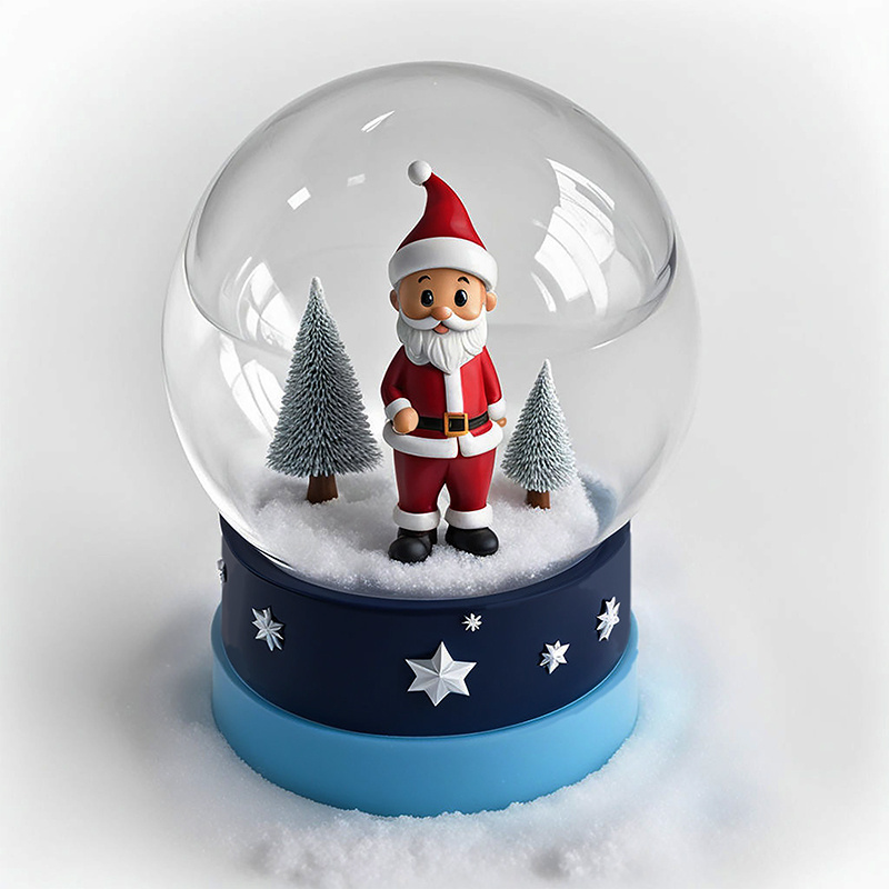 Home decor water glass globe custom resin snow globe souvenir wholesale Christmas mini village figurine snow ball gifst