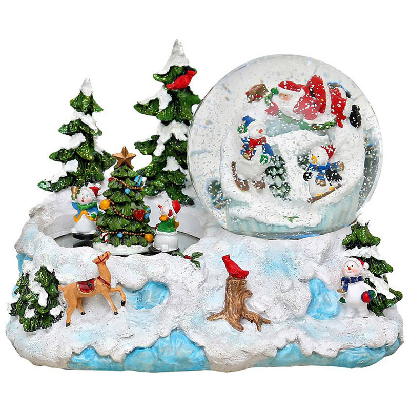 OEM wholesale resin Christmas concepts snowball home decor water globe Christmas white winter village miniature snow globe