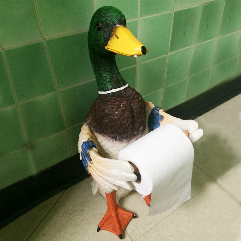 Resin mallard duck bird animal shaped toilet paper holder