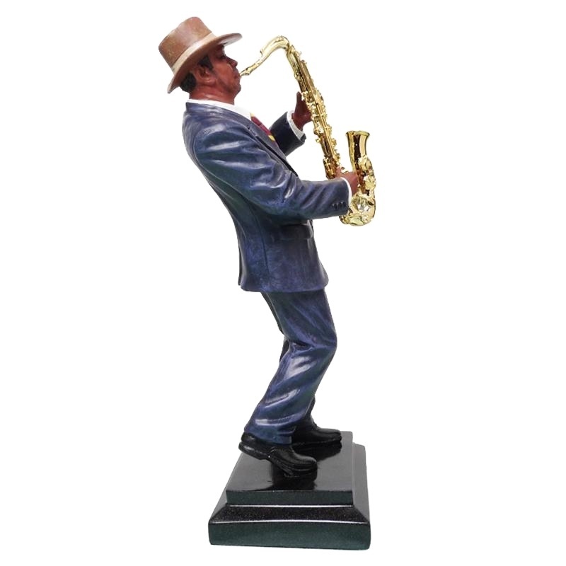 Custom handmade crafts home living room decoration resin Jazz musician blow sax statue saxophone player figurine