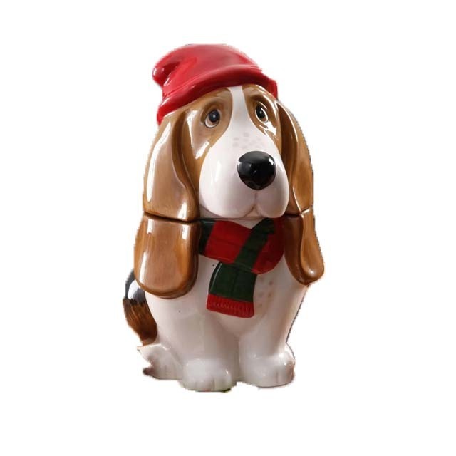 OEM handmade direct factory holiday style cute new design christmas cookies jar dog storage dog treat jar ceramic storage jar