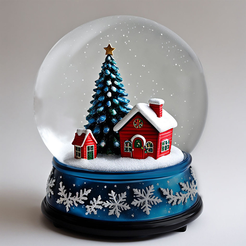 Wholesale mini village figurine glass snow ball home decor water globe custom Christmas resin snow globe souvenir