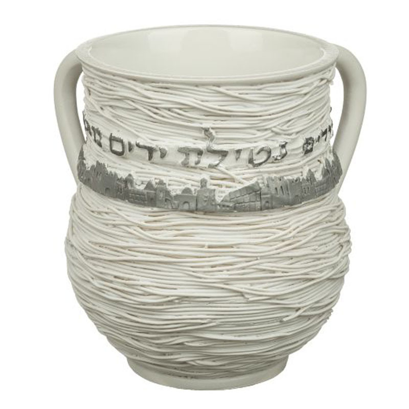 Custom Jewish ceramic light yellow amphora washing cup