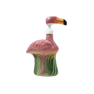 custom Vintage Ceramic Pink Flamingo Shaped Decorative Hand liquid Soap Dispenser