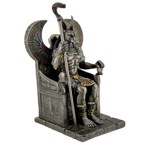 Custom wholesale mythological figurine resin Egyptian dog god statue Anubis sitting on the throne of the underworld sculpture