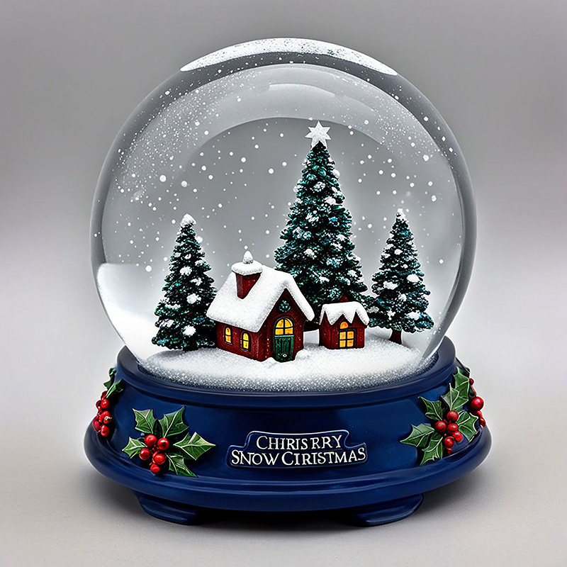 Home decor water glass globe custom resin snow globe souvenir wholesale Christmas mini village figurine snow ball gifst