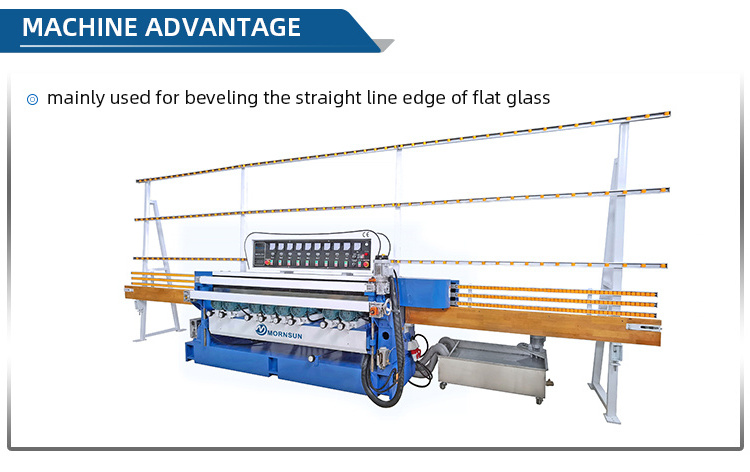 9 11 Motors Glass Beveling Edging Machine Straight Line Glass Edge Grinder Glass Edge Beveling Polishing Machine