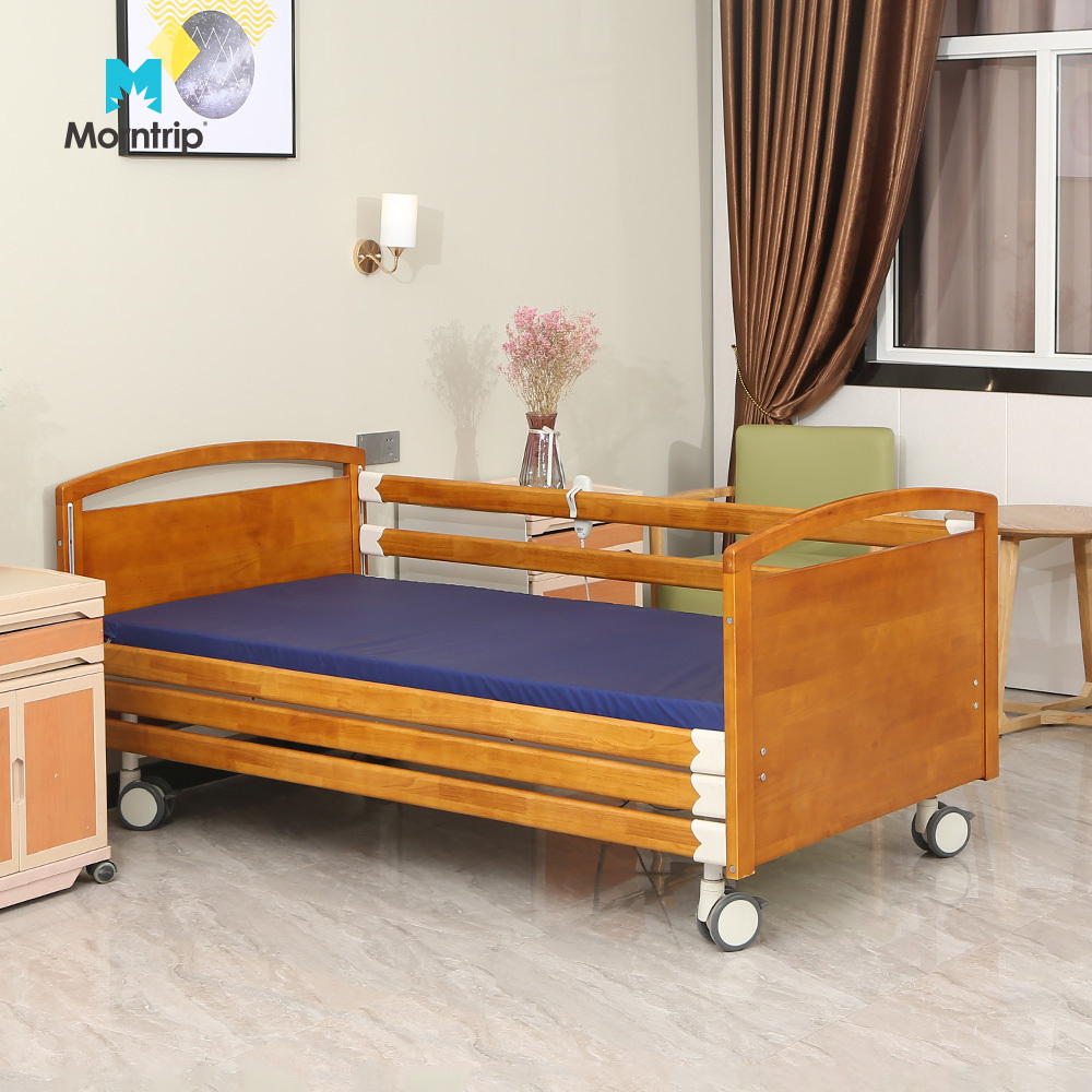 Fully Enclosed Wooden Side Rail 2 Function Hospital Elderly Patient Medical Electric Sick Bed for Clinic