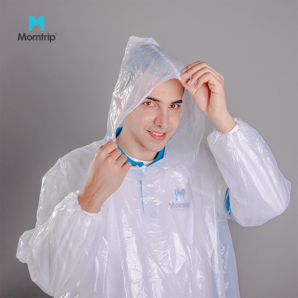 Plastic Rainwear Hoods Sleeves Reusable Rain Gear Jacket Lightweight Outdoor Raincoat Waterproof Women Men Poncho Transparent