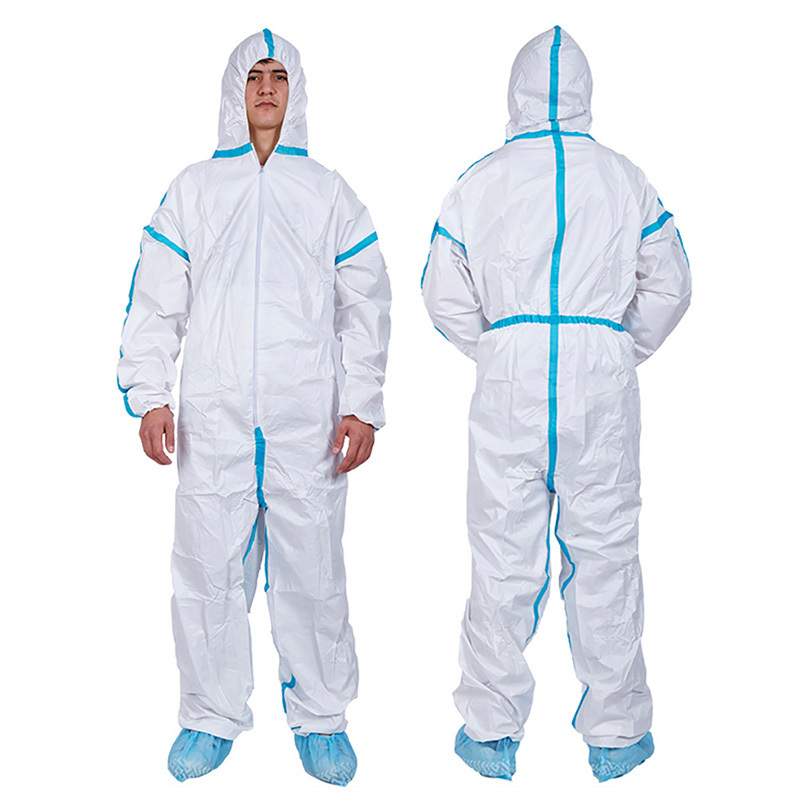 50g 60g PPE TYPE 5/6 microporous chemical protective suits waterproof clothing medical disposable coverall