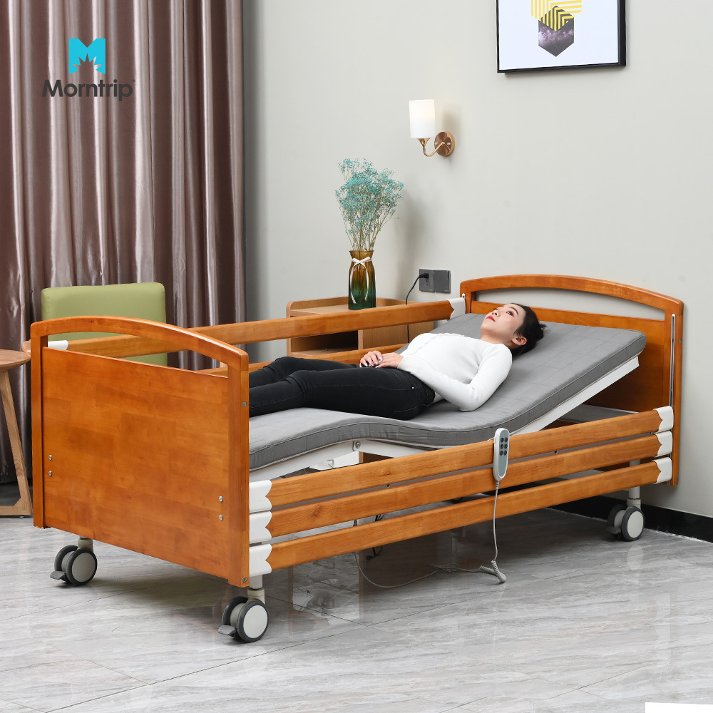 Fully Enclosed Wooden Side Rail 2 Function Hospital Elderly Patient Medical Electric Sick Bed for Clinic