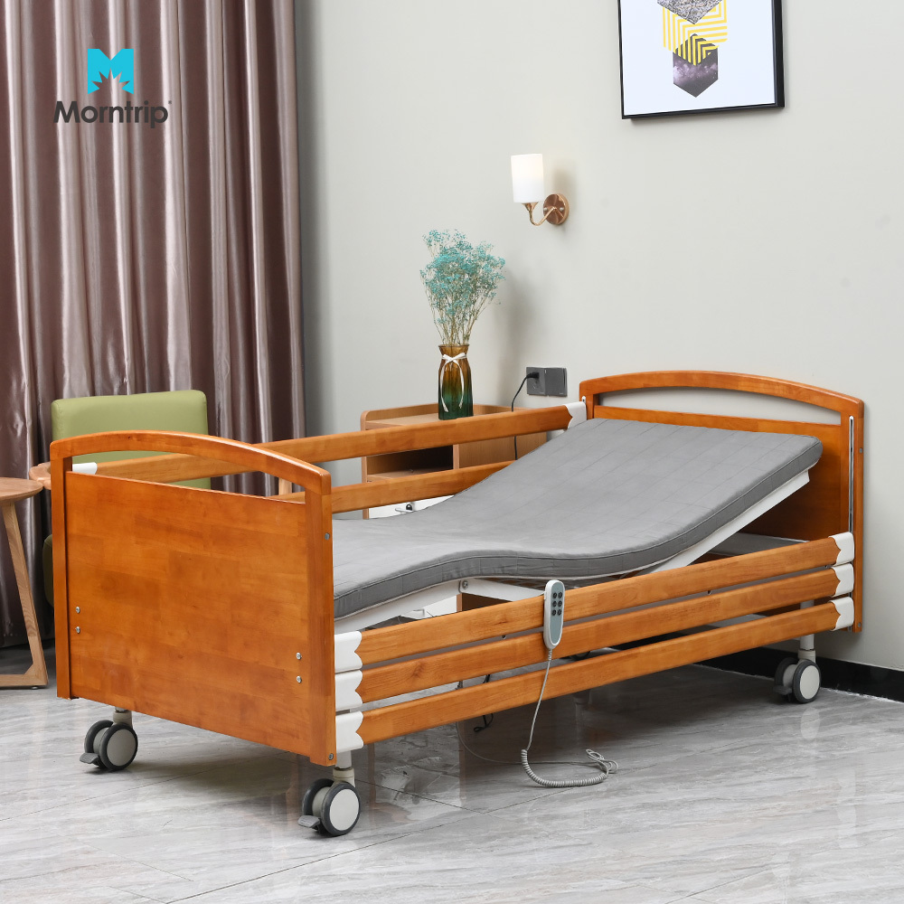 Fully Enclosed Wooden Side Rail 2 Function Hospital Elderly Patient Medical Electric Sick Bed for Clinic