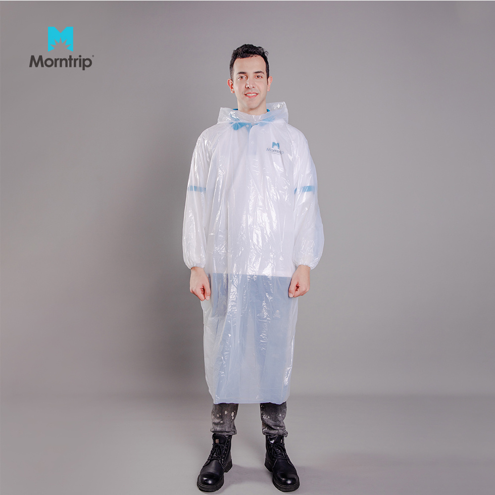 Plastic Rainwear Hoods Sleeves Reusable Rain Gear Jacket Lightweight Outdoor Raincoat Waterproof Women Men Poncho Transparent