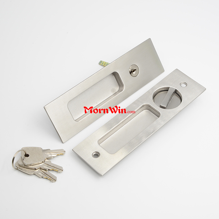 Square stainless steel heavy duty sliding closet door hook lock