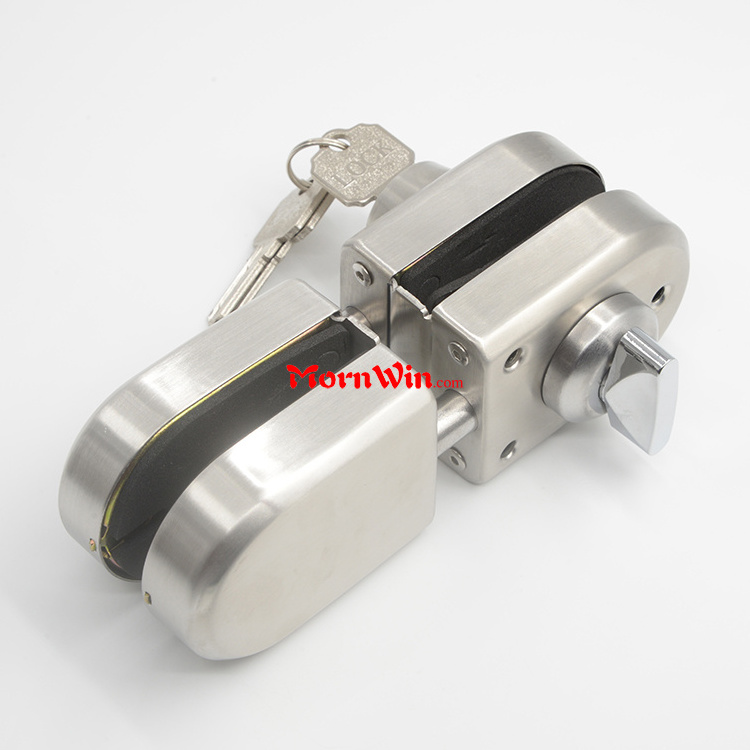 Chinese Factory Stainless Steel 304 Frameless Sliding Lock Cylinder Gate Security Glass To Glass Door Lock