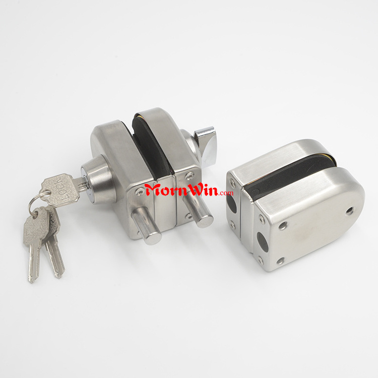 Chinese Factory Stainless Steel 304 Frameless Sliding Lock Cylinder Gate Security Glass To Glass Door Lock