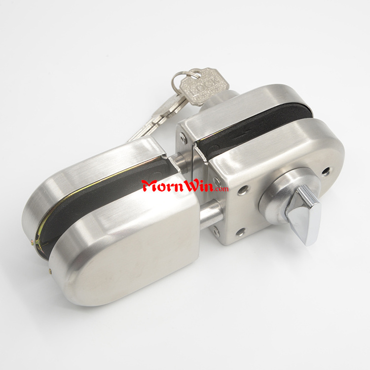 Chinese Factory Stainless Steel 304 Frameless Sliding Lock Cylinder Gate Security Glass To Glass Door Lock