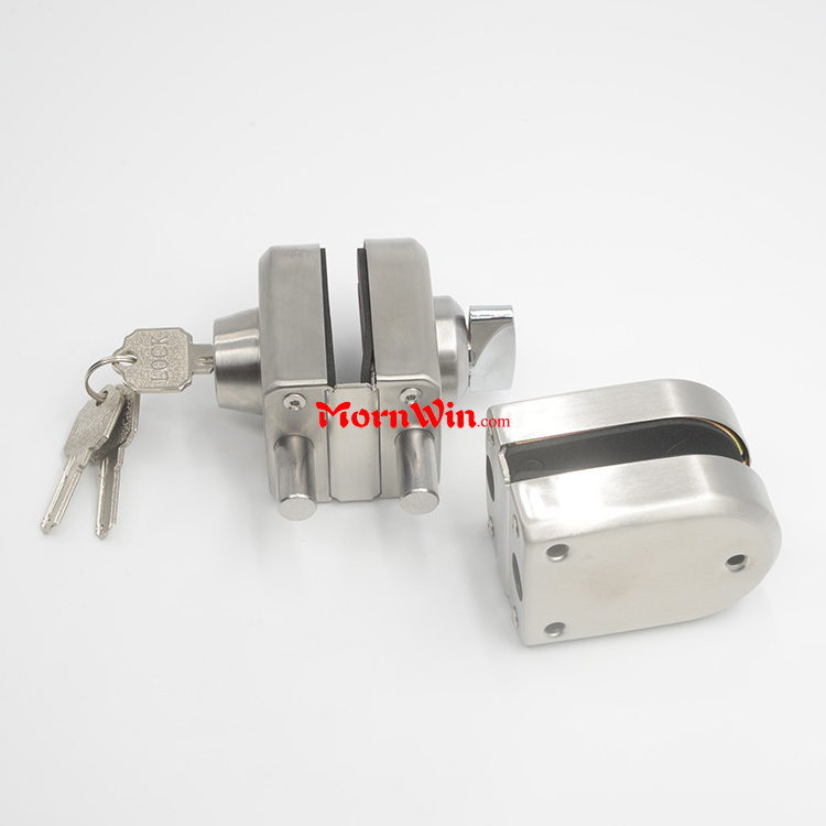 Chinese Factory Stainless Steel 304 Frameless Sliding Lock Cylinder Gate Security Glass To Glass Door Lock