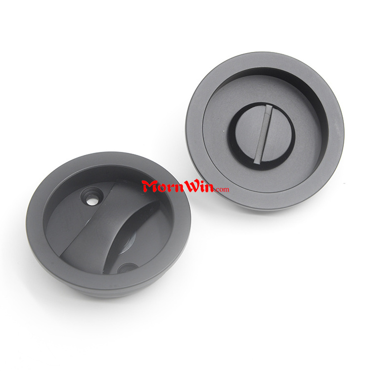 Factory sliding hidden Concealed Recessed flush invisible round satin nickel hook latch privacy pocket door handle lock