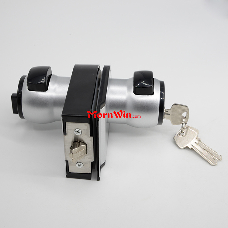 Factory Price Stainless Steel Keyed Entrance Cylindrical Knob Single Slide Door Lock for glass door