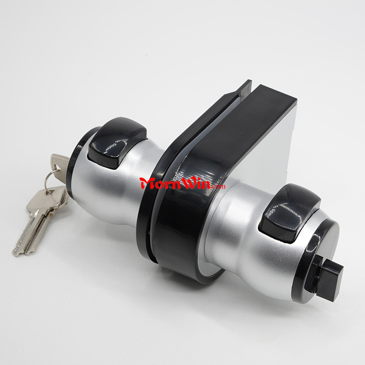 Factory Price Stainless Steel Keyed Entrance Cylindrical Knob Single Slide Door Lock for glass door