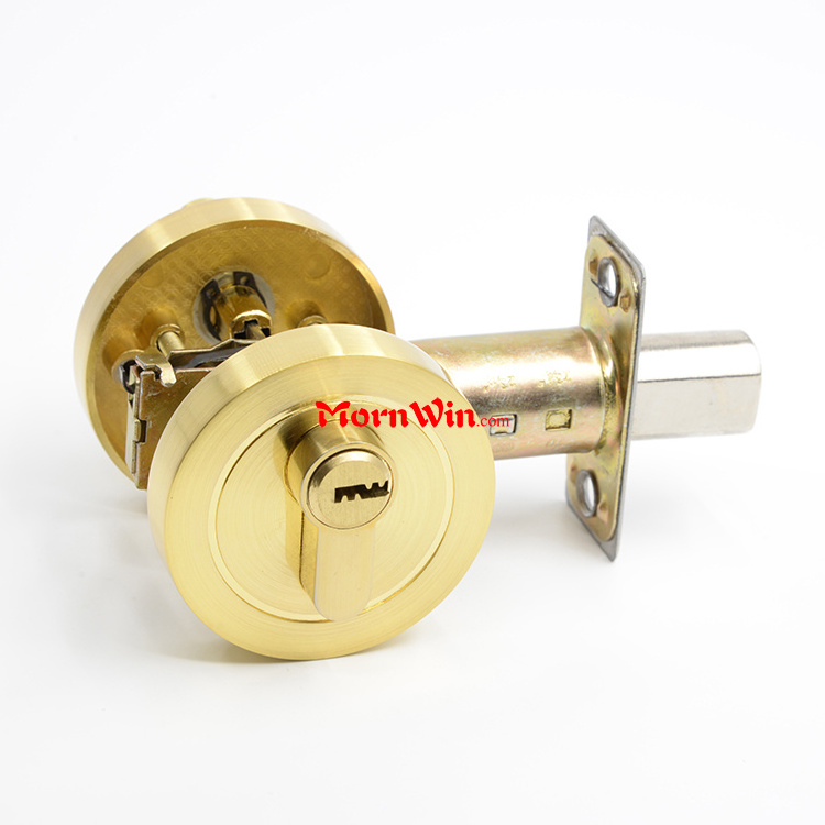 New Arrival America satin brass entry door knob Double gold Brass cylinder key control deadbolt door lock