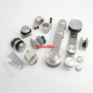 Stainless steel slide glass door wheel kits tracks glass gate sliding door system roller tempered glass sliding door hardware