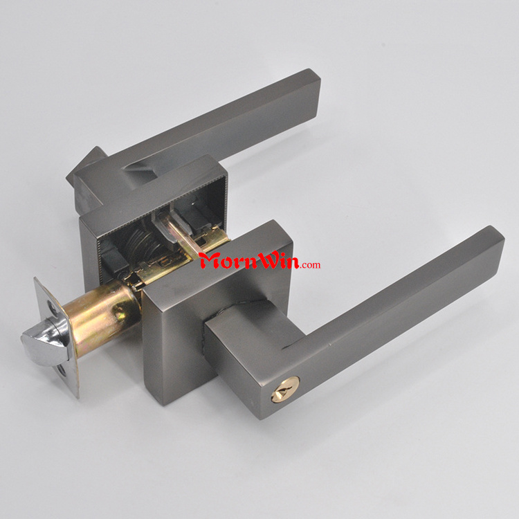 brilliant black gray tubular lever lock,Square Bedroom Bathroom Privacy Tubular Lever Door Lock