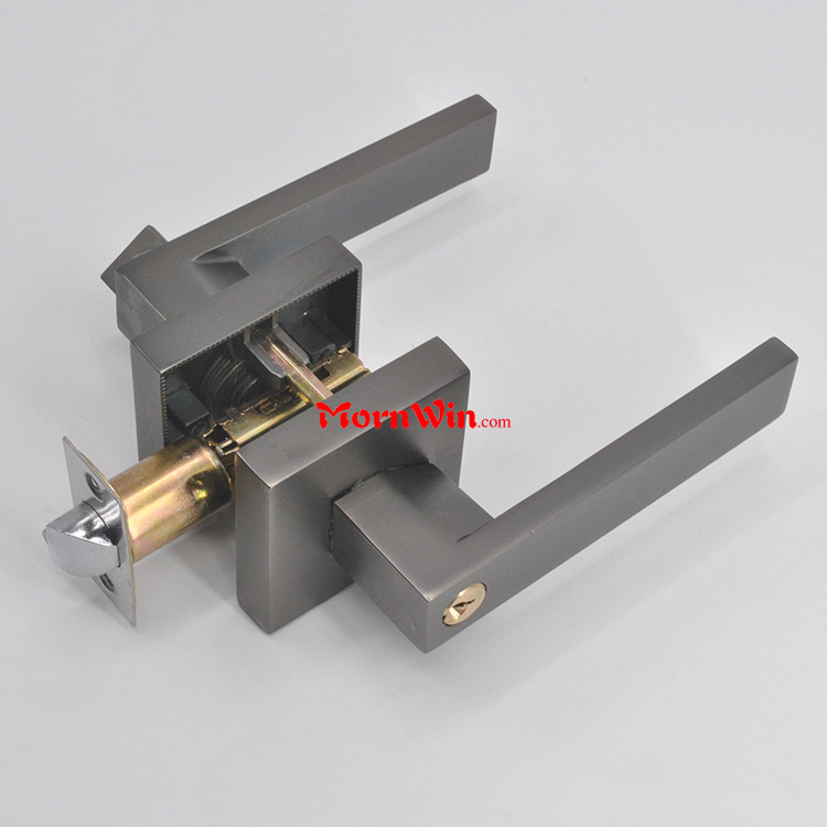 brilliant black gray tubular lever lock,Square Bedroom Bathroom Privacy Tubular Lever Door Lock