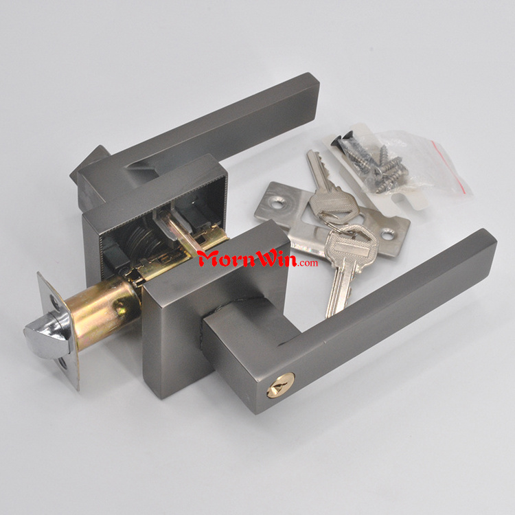 brilliant black gray tubular lever lock,Square Bedroom Bathroom Privacy Tubular Lever Door Lock