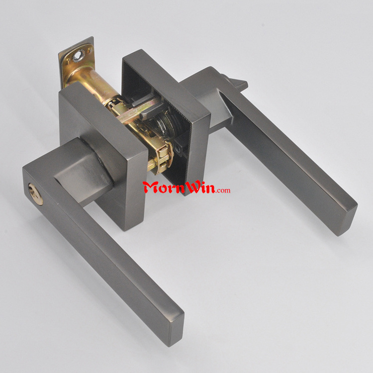 brilliant black gray tubular lever lock,Square Bedroom Bathroom Privacy Tubular Lever Door Lock