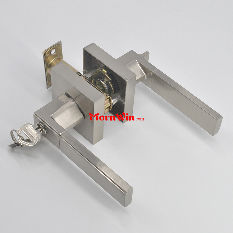 China zinc alloy heavy duty tubular bathroom privacy satin nickel lever handle door lock