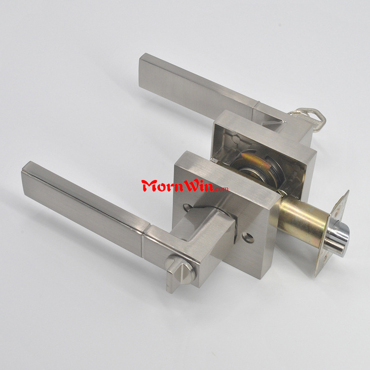 China zinc alloy heavy duty tubular bathroom privacy satin nickel lever handle door lock