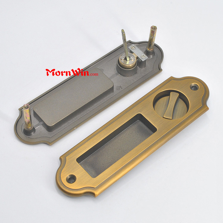 Classical style Invisible wooden bar door sliding door lock with key,Custom zinc alloy sliding hidden door window latch handle