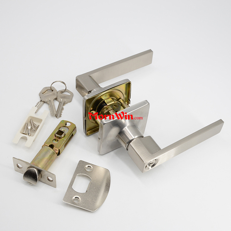 Tubular Leverset square lever door lock American standard Ansi grade 3 Wooden door handle lock