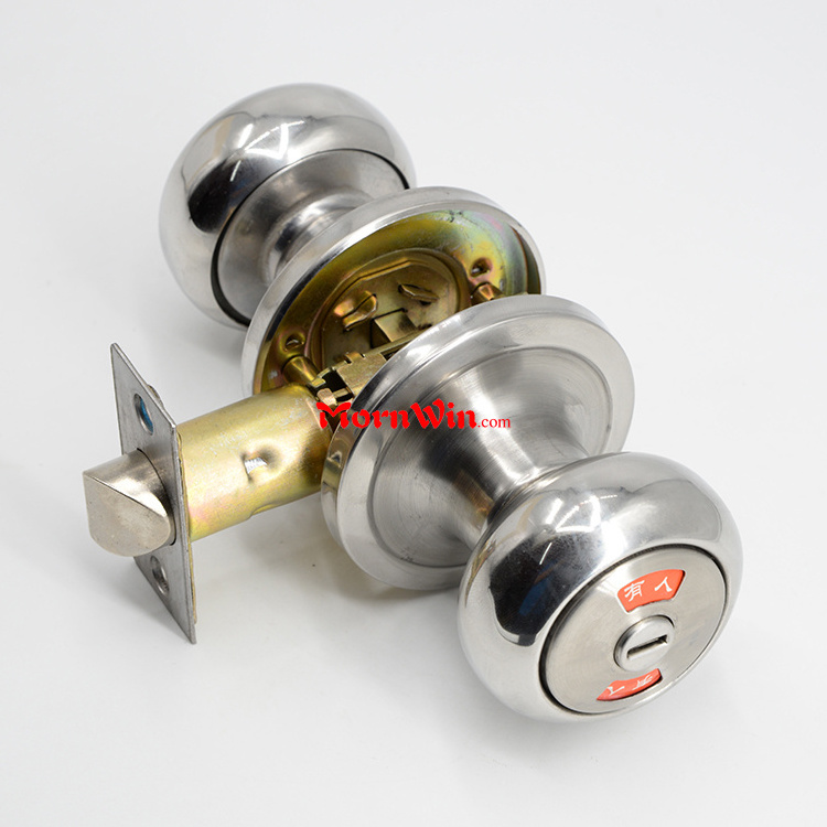 Commercial cylindrical entrance privacy bathroom bedroom interior handle knob locks main door safe indicator lock