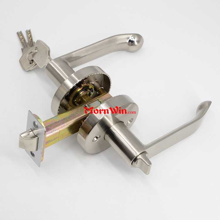 stain nickel finished Zinc Alloy Tubular Lever Knob Lock Manual Door Lock For Passage Door