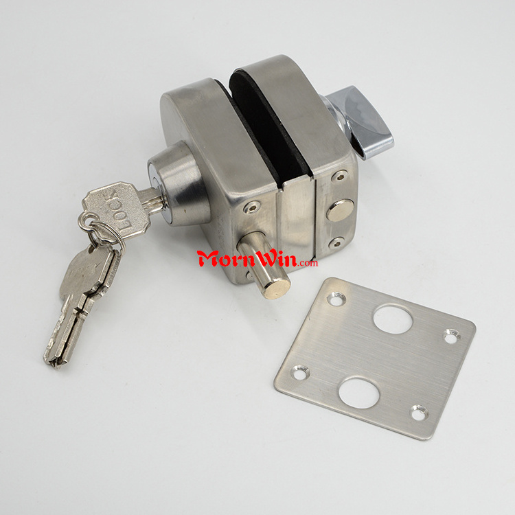 304 double side open commercial sliding glass round door lock