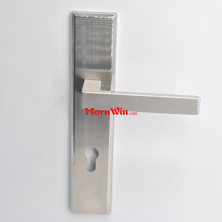 Quality stainless steel door handle with long 260mm square plate