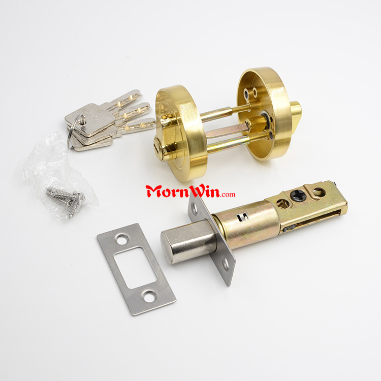 Polished Brass Gold Zinc Alloy Deadbolt Lock Tubular Lock for Internal Door