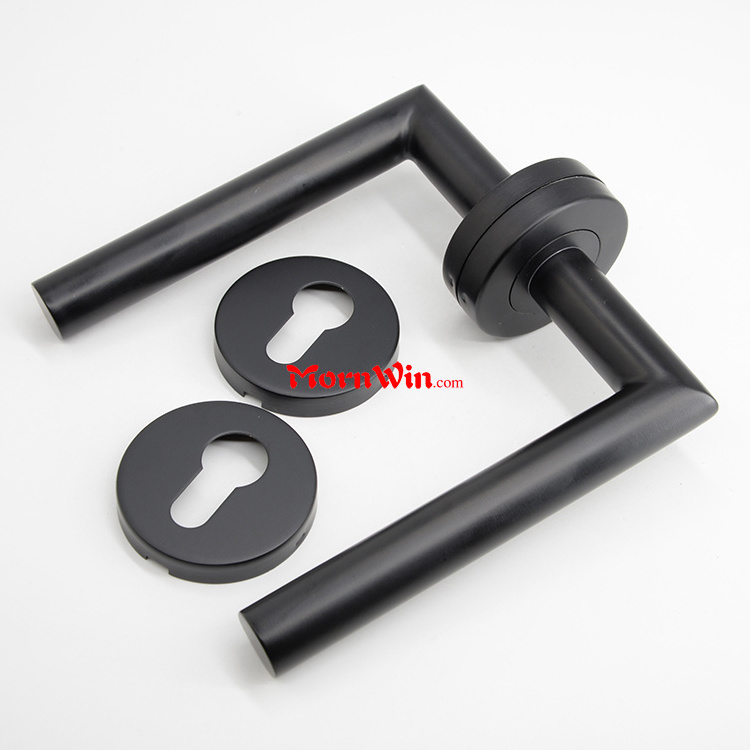 Stainless Steel matt black door lever handle