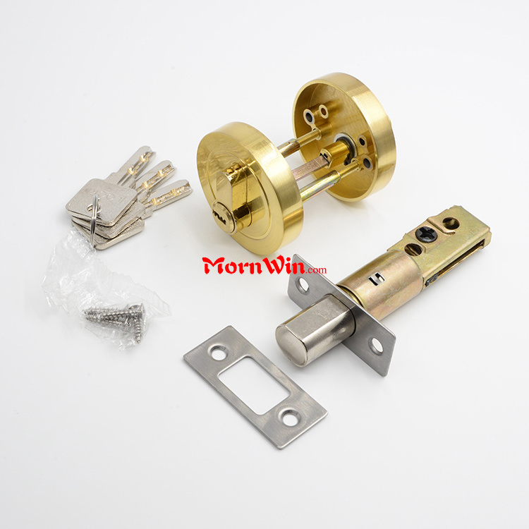 Polished Brass Gold Zinc Alloy Deadbolt Lock Tubular Lock for Internal Door