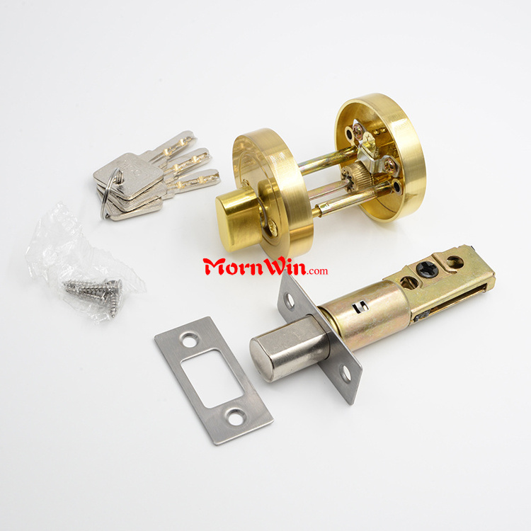 Polished Brass Gold Zinc Alloy Deadbolt Lock Tubular Lock for Internal Door