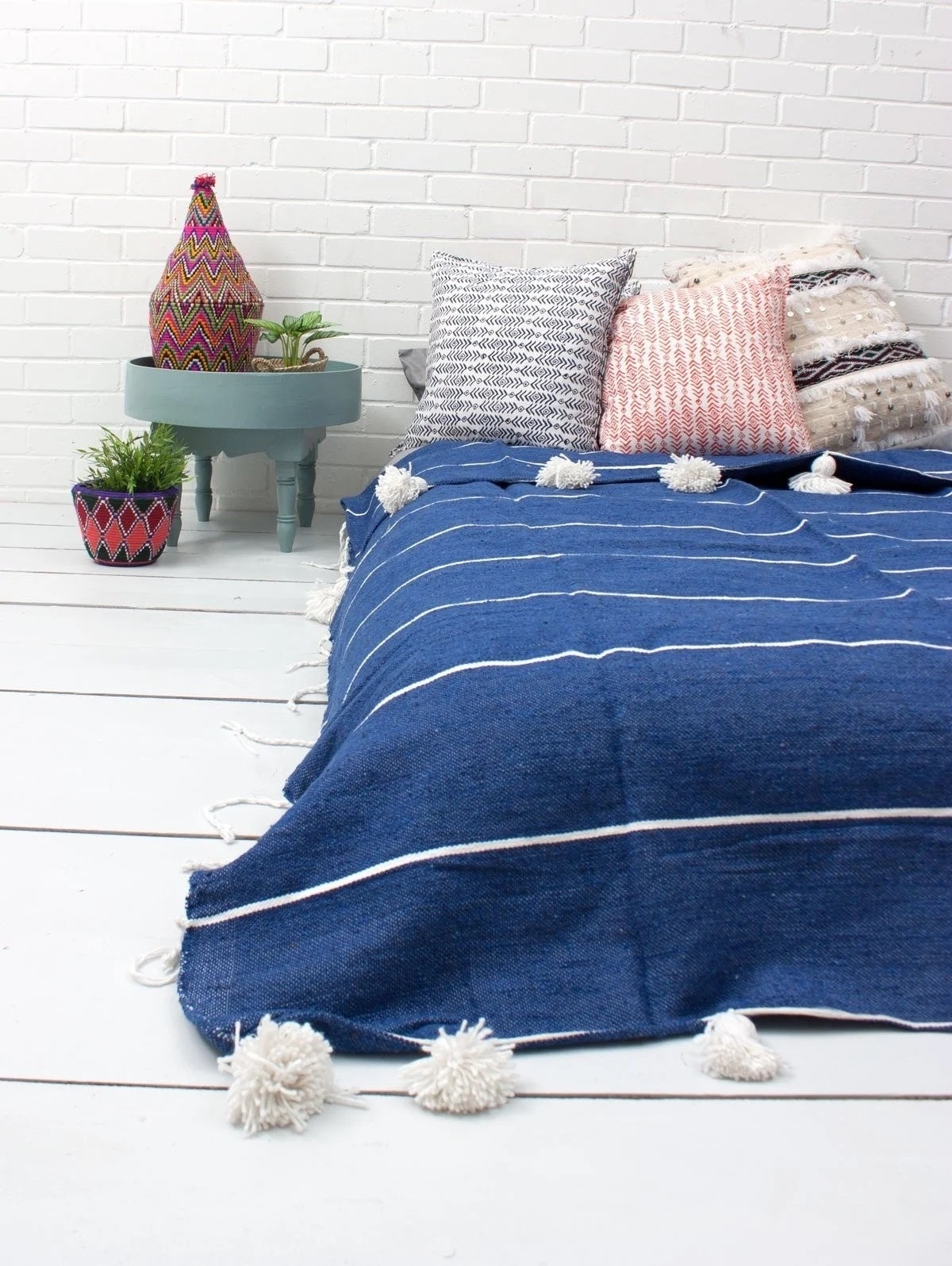 Wrap Yourself in Culture: Artisan-Crafted Moroccan Blanket with Timeless Pompom Accents The Best Price On The Market